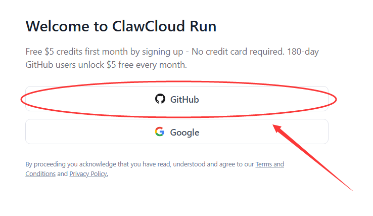 登录ClawCloudRun